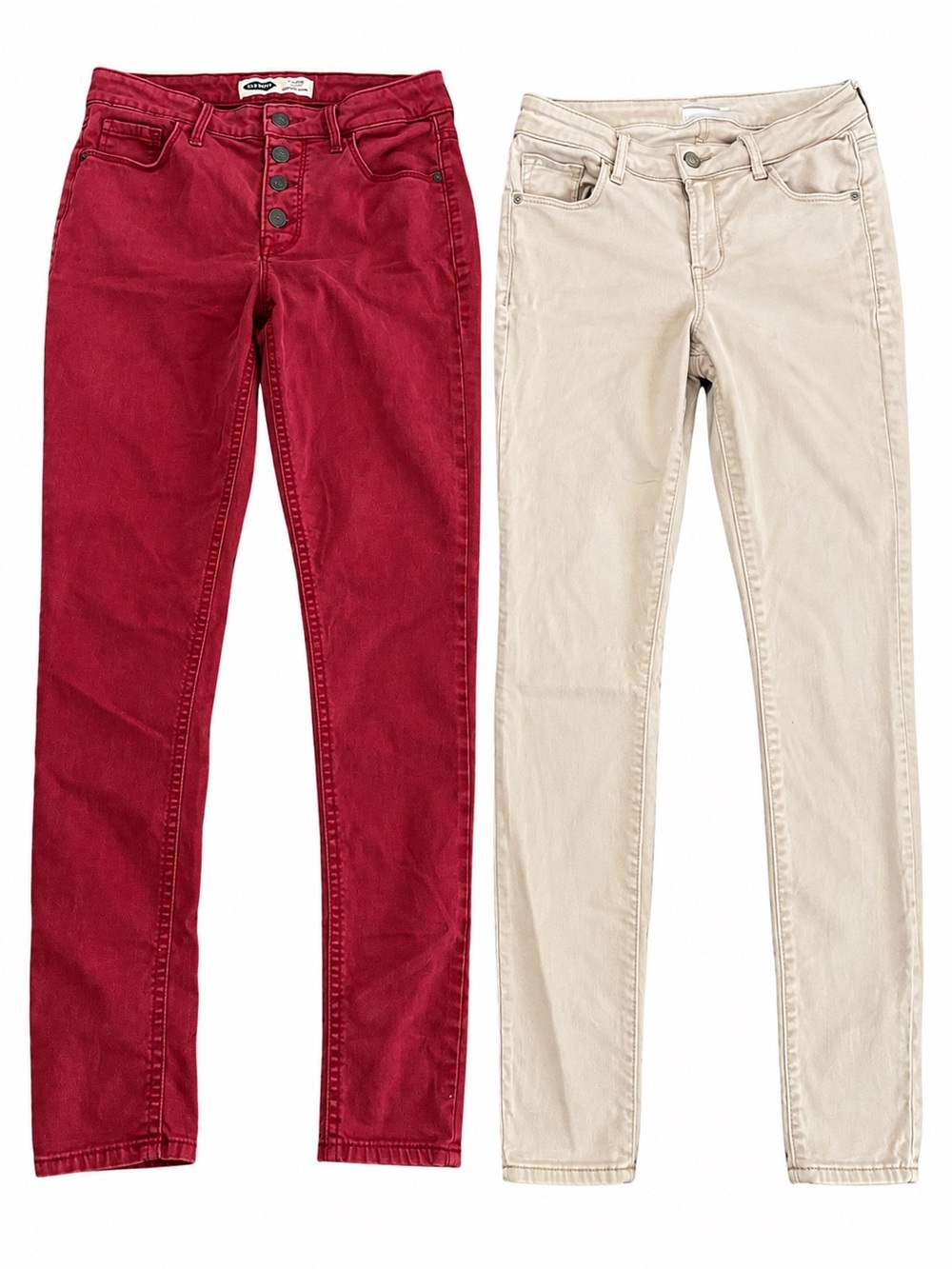 Women’s High-Rise Skinny Jeans - Red & Cream